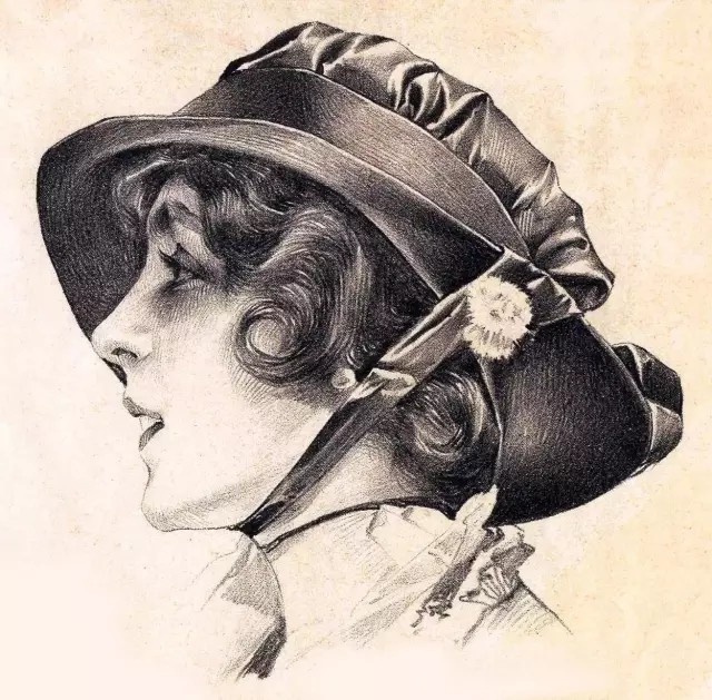 女生素描图片 戴帽子的乌克兰美女素描图片(8)