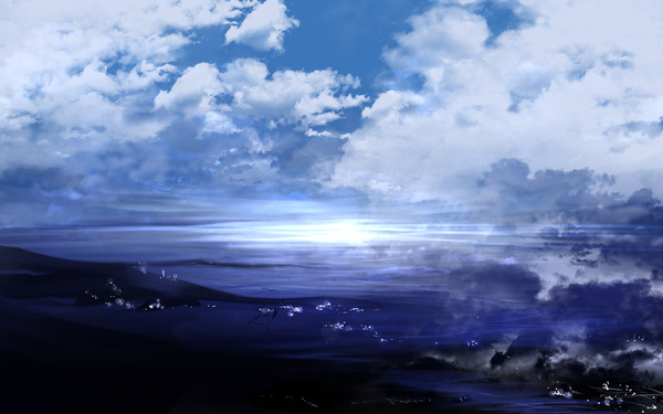 夜景插画图片 蓝色的夜，只见星月(3)