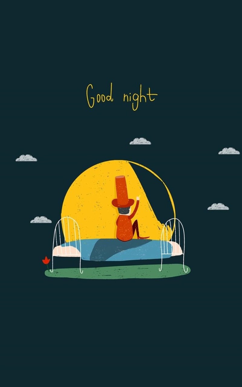 晚安图片高清 创意晚安带字插画图片(9)