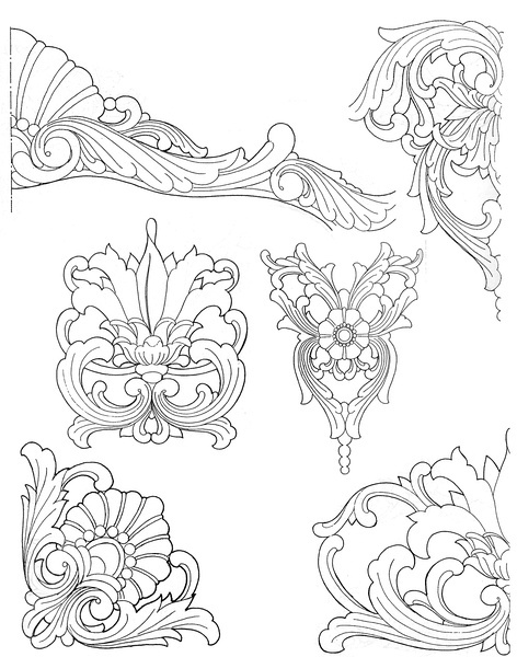 唯美黑白手绘插画图片 古典花纹设计图片(5)