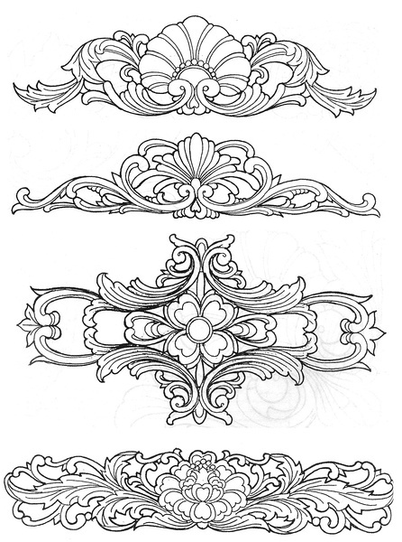 唯美黑白手绘插画图片 古典花纹设计图片(2)