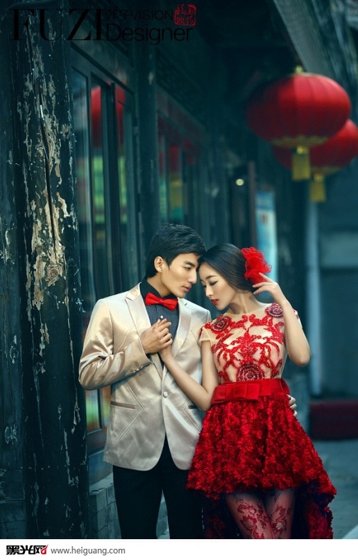 现代式个性中国风婚纱图片素材