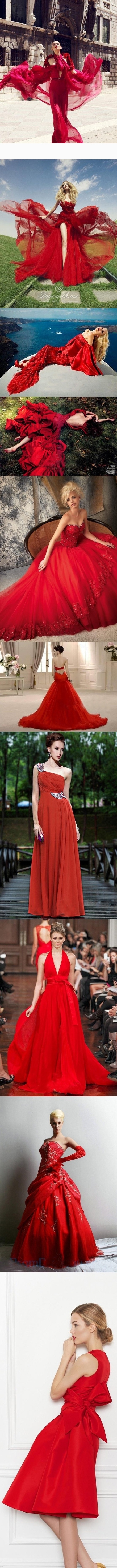 #婚纱礼服# 富贵迷人、热情洋溢的红色婚纱礼服