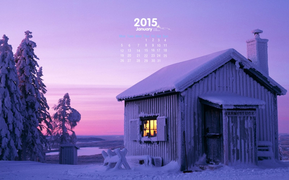 2015年1月日历壁纸好看的冬季自然风光雪景高清图片素材下载