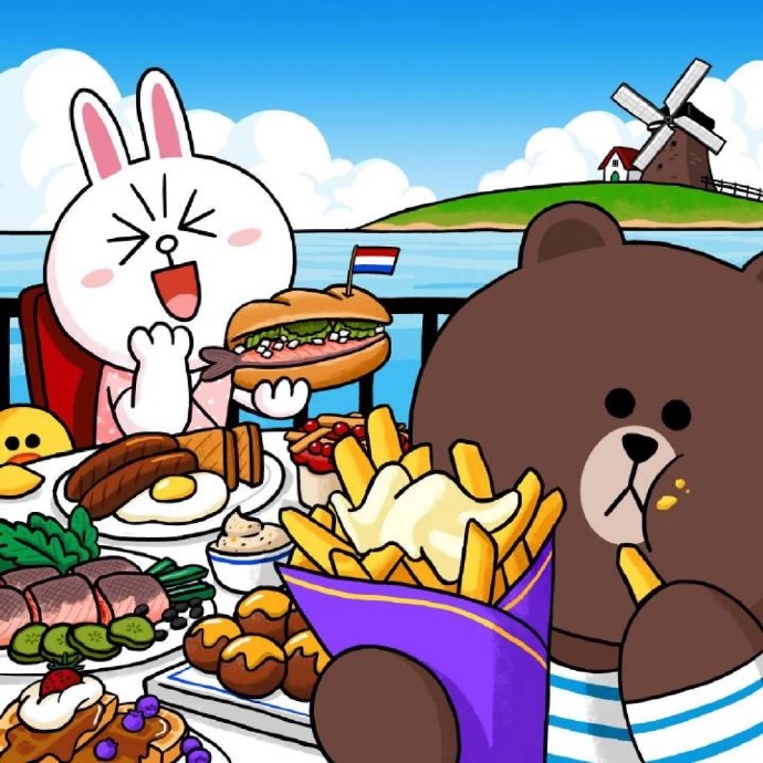 line friends背景封面图 布朗熊和可妮兔(6)