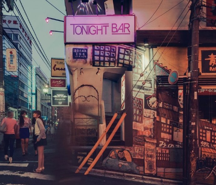 东京夜色街道唯美背景图(7)