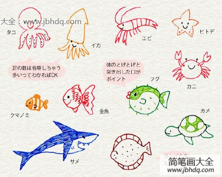 日系海洋生物简笔画