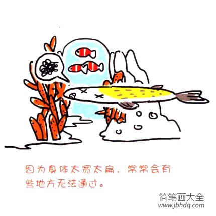 四步画出可爱简笔画 怪怪的左口鱼(5)