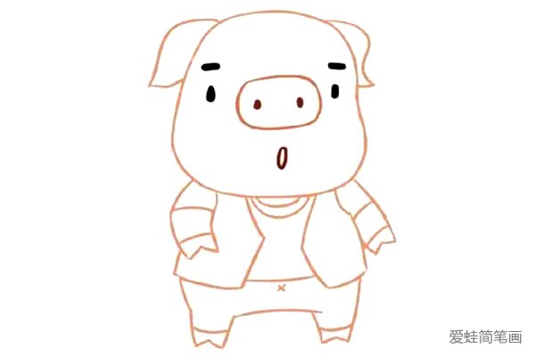 可爱的卡通小猪简笔画(6)