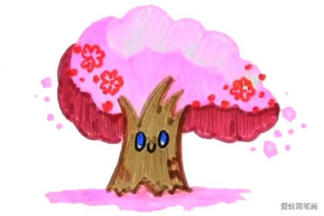 手绘飘散的樱花 樱花树简笔画图片(5)
