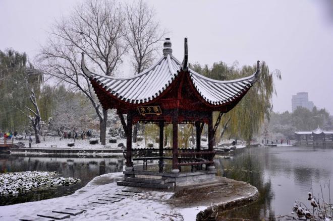 北京雪中陶然亭公园唯美风景图片(3)