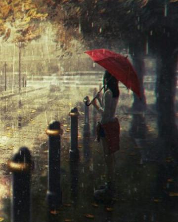 下雨天雨伞唯美图片