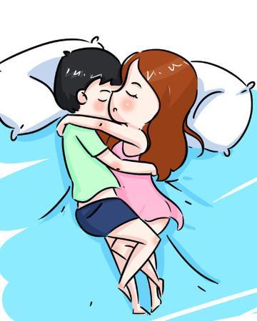 卡通情侣睡觉拥抱图片