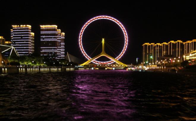 天津海河夜景图片，感恩常乐，勤劳常乐做起