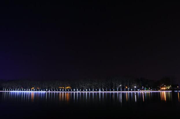 马口天屿湖夜景图片，快乐而知足，宁静而致远